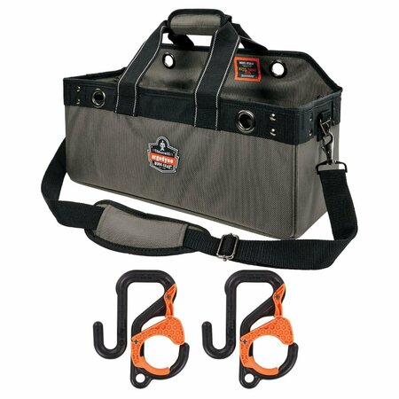 ERGODYNE Arsenal 5846 Bucket Truck Tool Bag, Locking Aerial Bucket Hooks, 11 Comp/5 Grommets, 18x7.5x7.5, Gray 13747